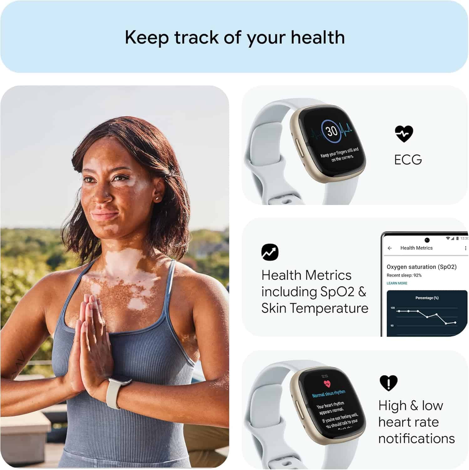 Fitbit Sense 2 Advanced Health Smartwatch with Stress Management, Sleep Tracking, ECG, SpO2, 24/7 Heart Rate & GPS - FitCore Supply