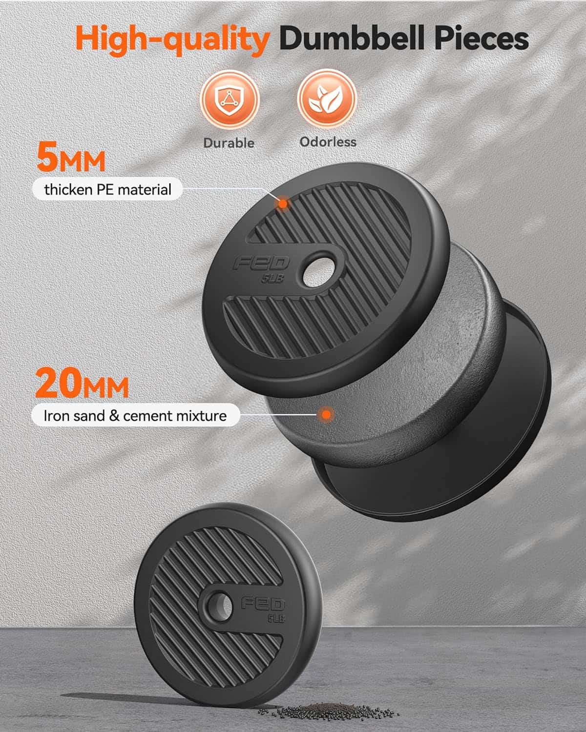 FEIERDUN 4-in-1 Adjustable Dumbbell Set – Converts to Barbell, Kettlebell & Push-Up Stand (20–90 lbs) FitCore Supply