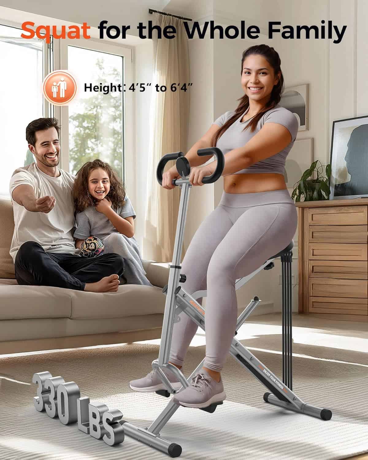 Sportsroyals Foldable Squat & Row Machine – 330 lb Capacity, 4 Resistance Bands, Full Body Glute Trainer for Home Sportsroyals