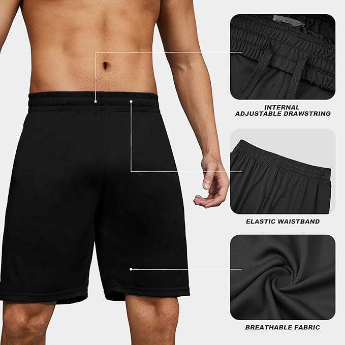 BVNSOZ Men’s Athletic Shorts – Quick-Dry Workout Shorts with Pockets & Elastic Waistband FitCore Supply