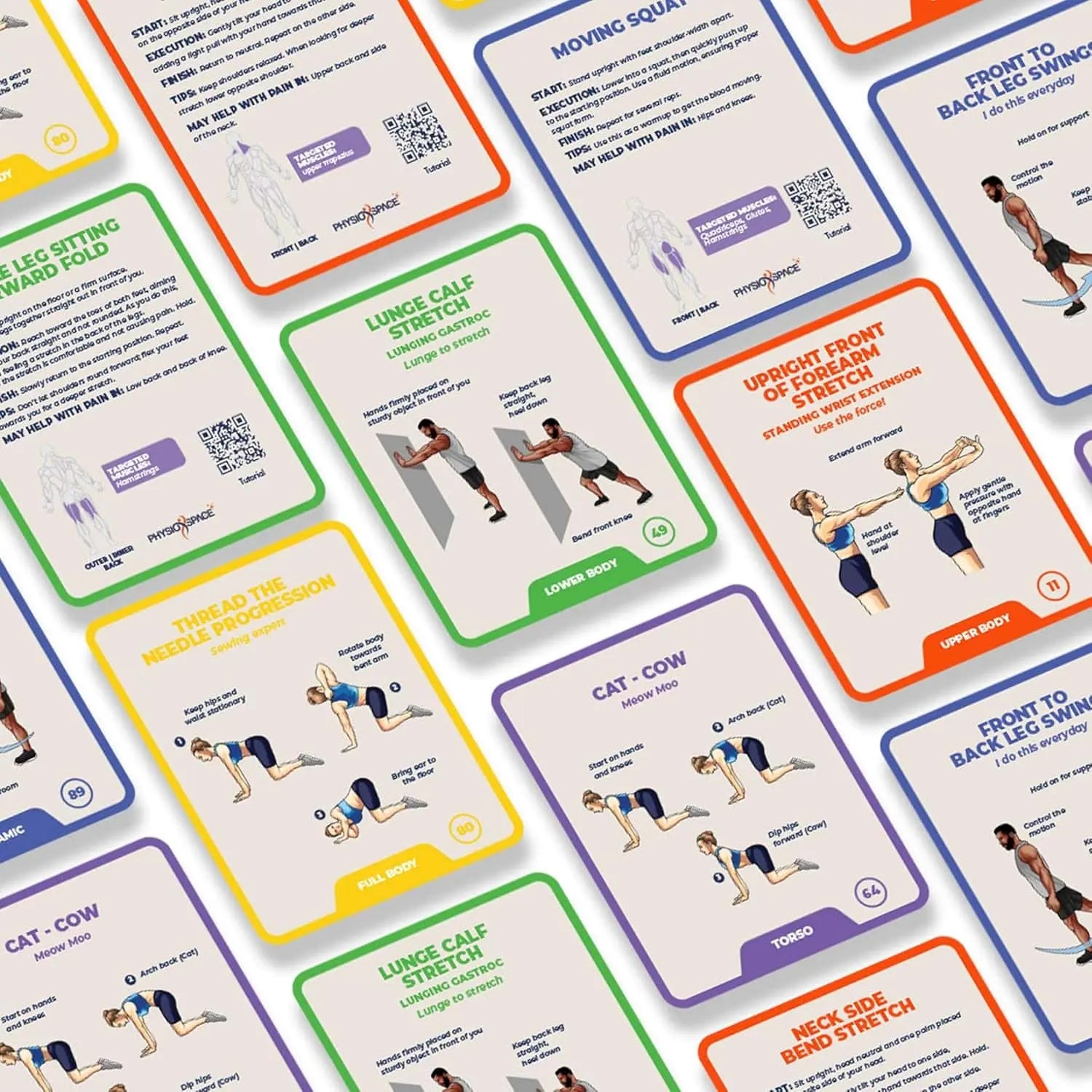 100 Stretching Exercise Flash Cards for Flexibility, Yoga, Pilates & Physical Therapy – Designed by a Physical Therapist PhysioSpace