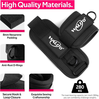 WALITO Ankle Resistance Bands with Cuffs – Glute & Leg Workout Set for Women (10–60 lbs) WALITO