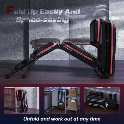 FLYBIRD Adjustable Workout Bench – Foldable Strength Bench with Decline Sit-Up & 700lb Capacity FitCore Supply