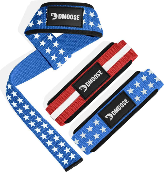 DMoose Weightlifting Wrist Straps – Neoprene-Padded Deadlift Straps with Silicone Grip DMoose