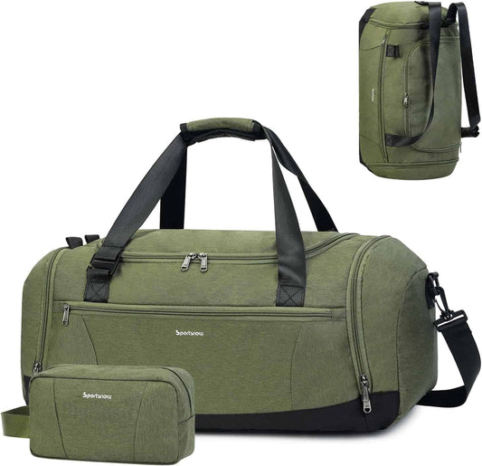 Gym Duffle Bag for Men & Women – 43L Sports Travel Backpack with Shoe Compartment, Wet Pocket & Bonus Toiletry Bag – Carry-On Weekender Overnight Bag Sportsnew