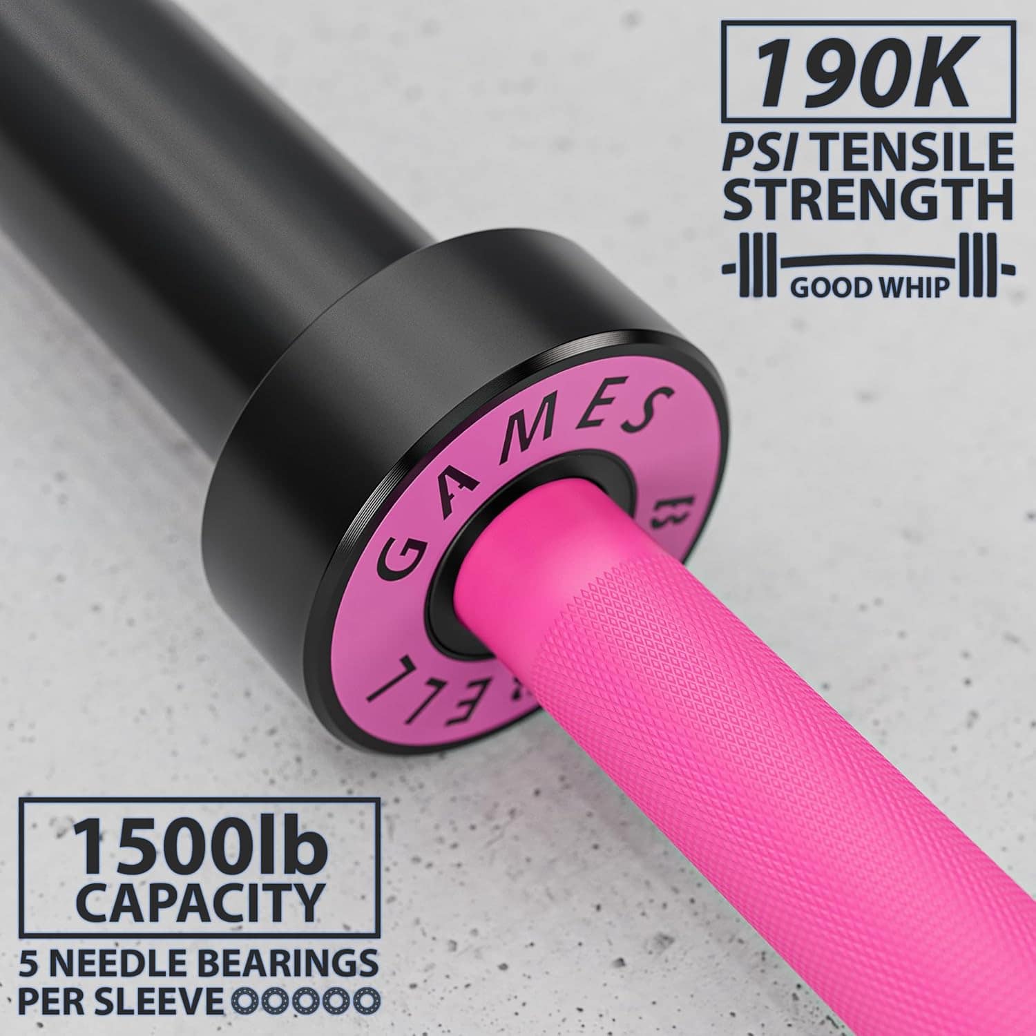 Synergee Games Barbell – 15kg & 20kg Colored Ceramic Coated Olympic Bar | 1500lb Capacity for Weightlifting & Powerlifting | High-Performance Bar with Needle Bearings Synergee