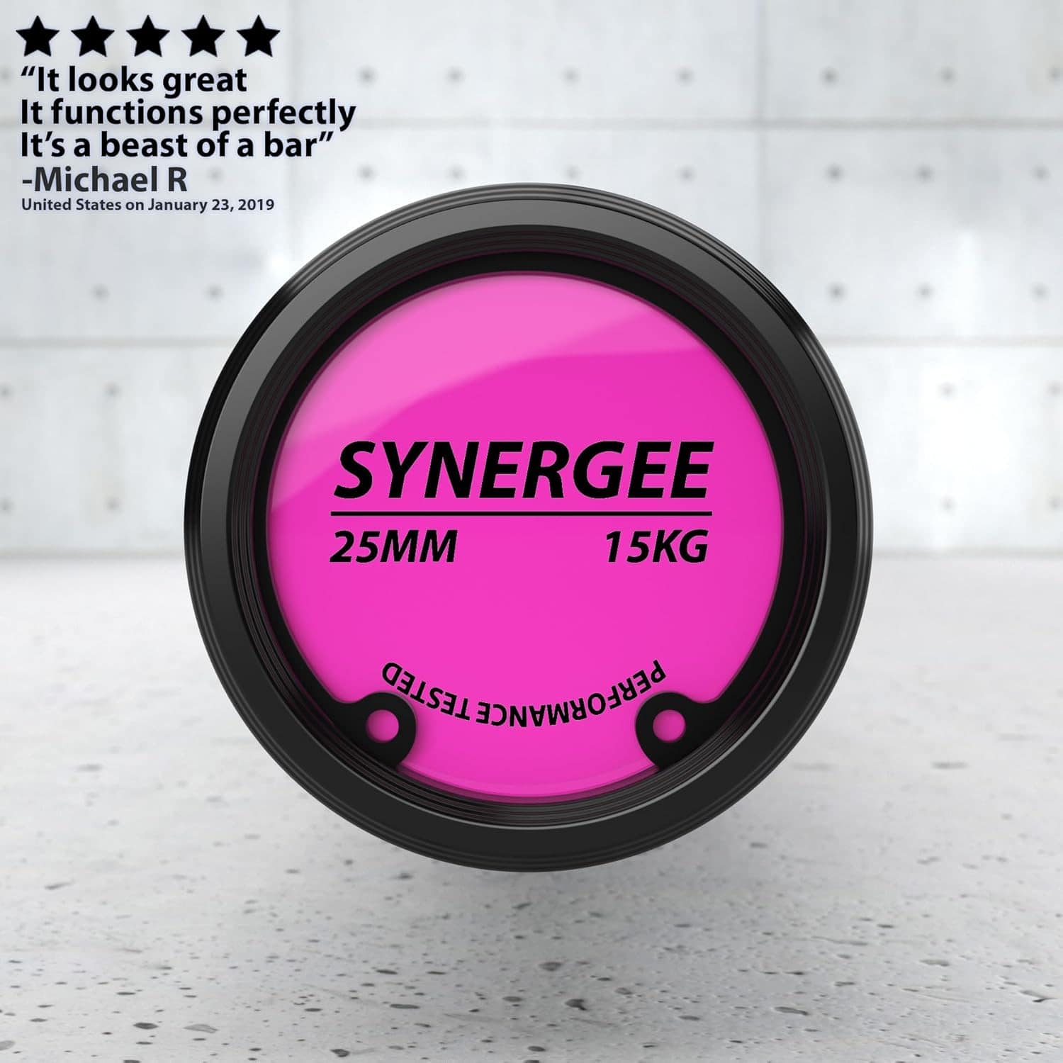 Synergee Games Barbell – 15kg & 20kg Colored Ceramic Coated Olympic Bar | 1500lb Capacity for Weightlifting & Powerlifting | High-Performance Bar with Needle Bearings Synergee