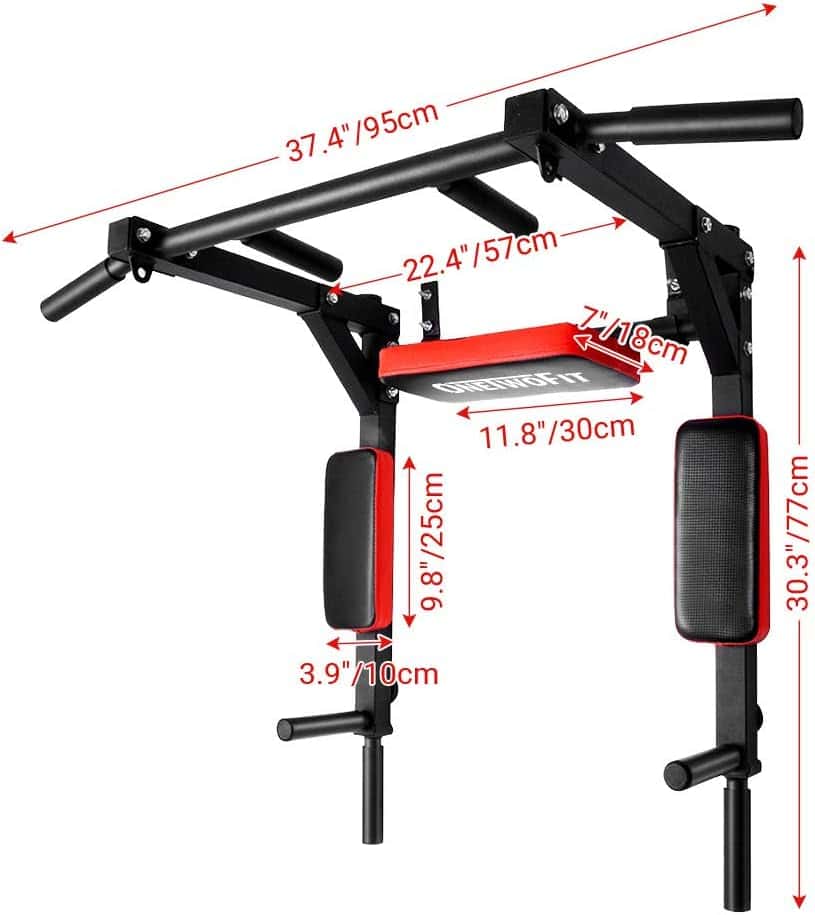 ONETWOFIT Wall Mounted Pull Up Bar & Dip Station ONETWOFIT