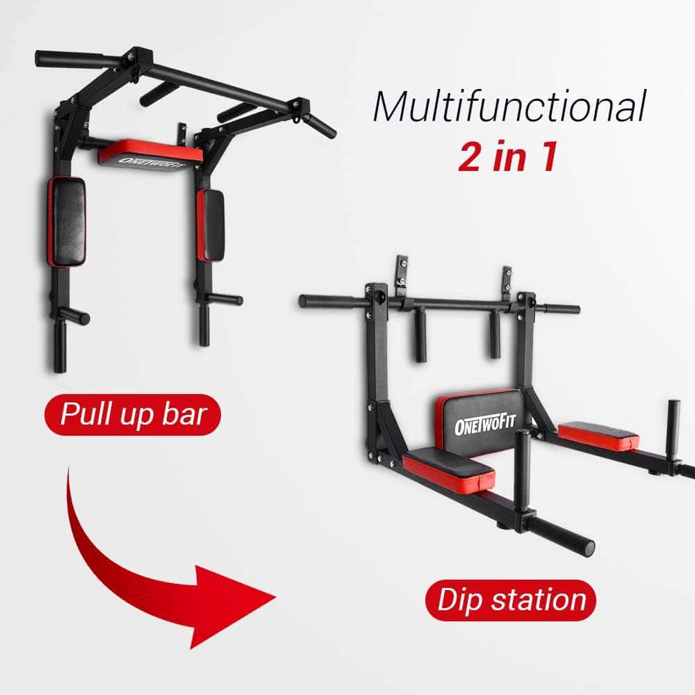 ONETWOFIT Wall Mounted Pull Up Bar & Dip Station ONETWOFIT