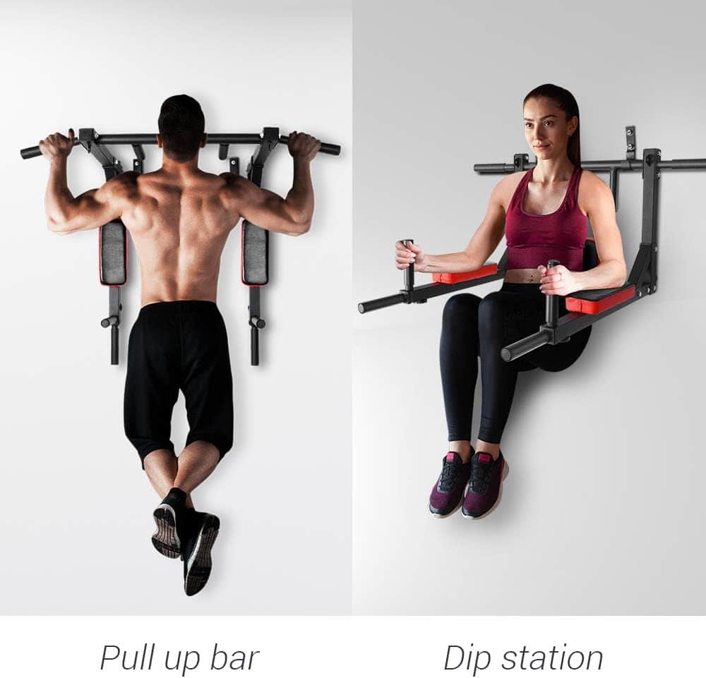 ONETWOFIT Wall Mounted Pull Up Bar & Dip Station ONETWOFIT