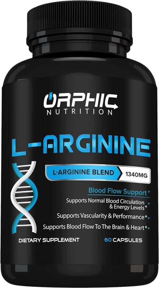 Orphic Nutrition L-Arginine supplement bottle on a white background