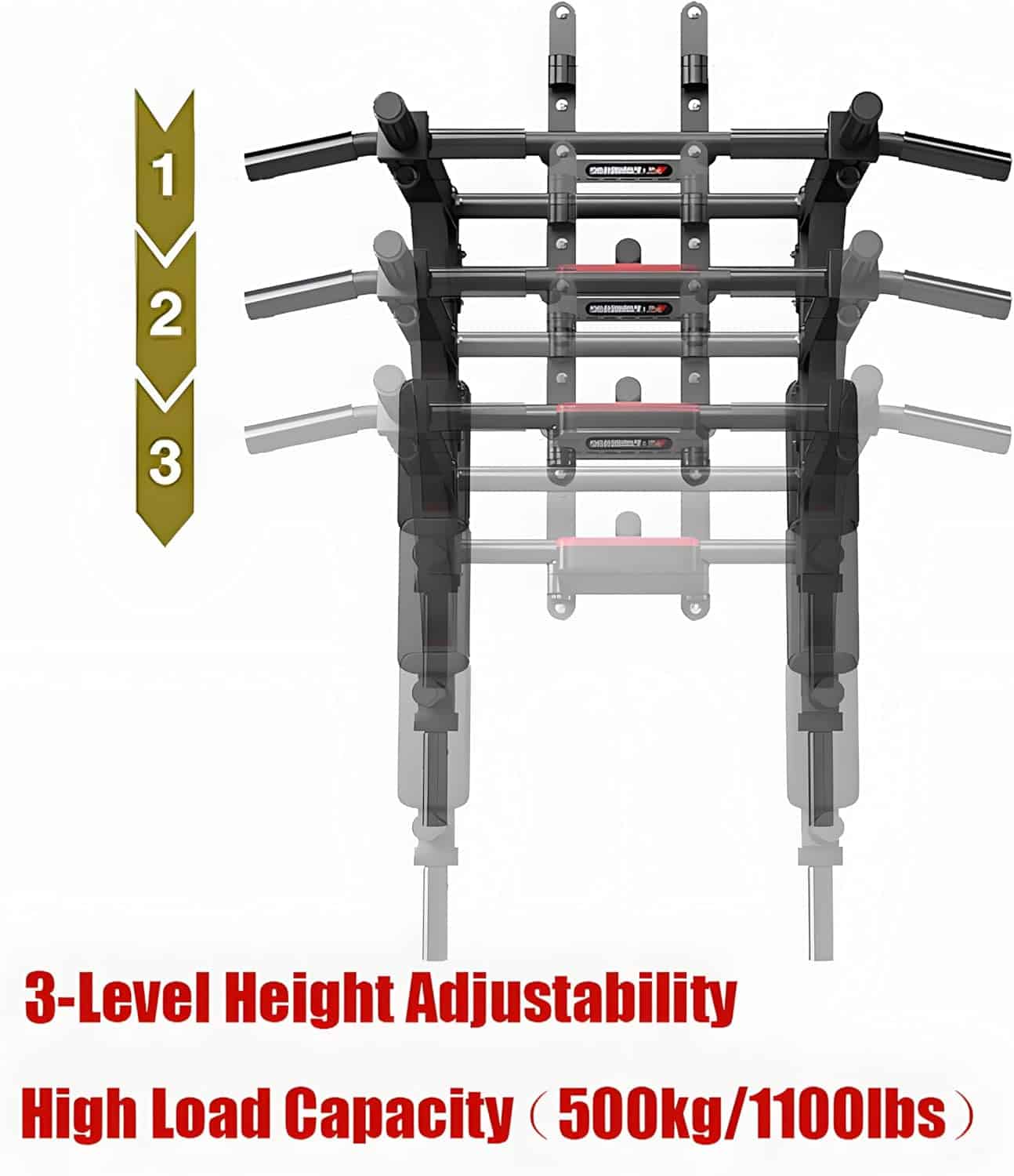 Wall Mounted Pull Up Bar & Dip Station – Heavy Duty 800 lbs Capacity HAKENO