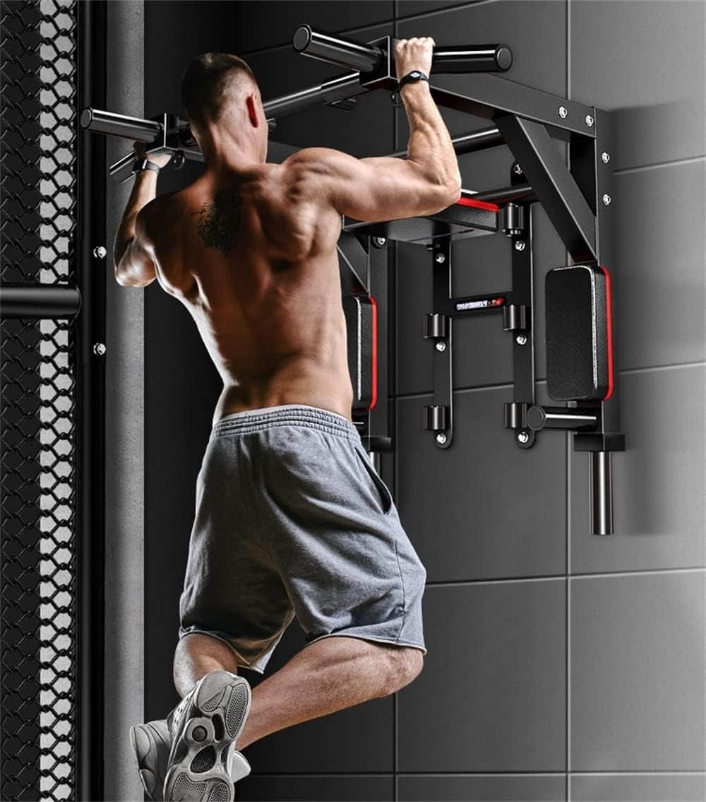 Wall Mounted Pull Up Bar & Dip Station – Heavy Duty 800 lbs Capacity HAKENO