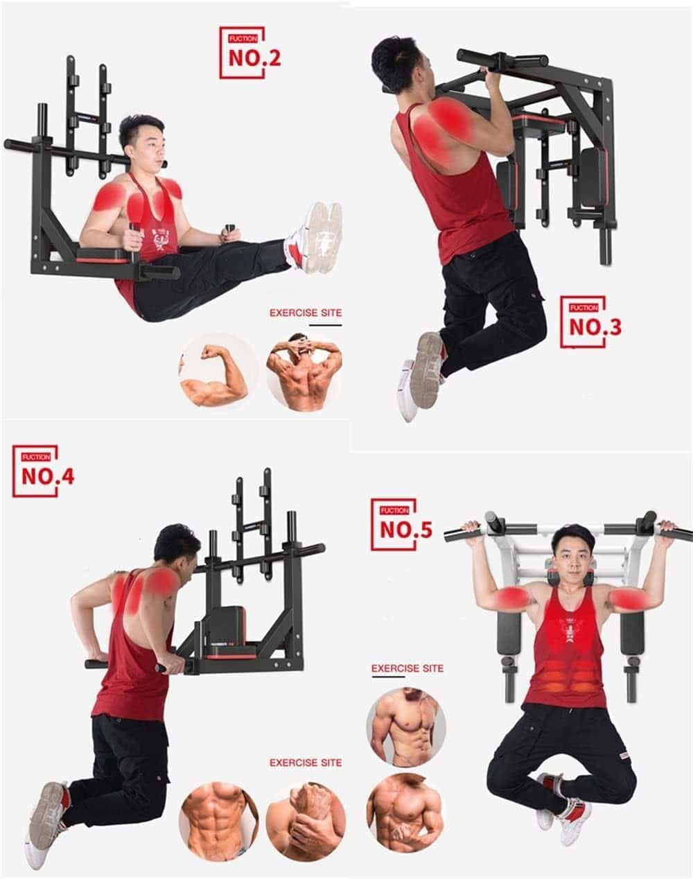 Wall Mounted Pull Up Bar & Dip Station – Heavy Duty 800 lbs Capacity HAKENO
