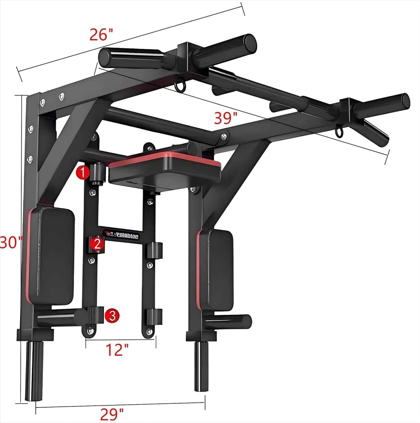 Wall Mounted Pull Up Bar & Dip Station – Heavy Duty 800 lbs Capacity HAKENO