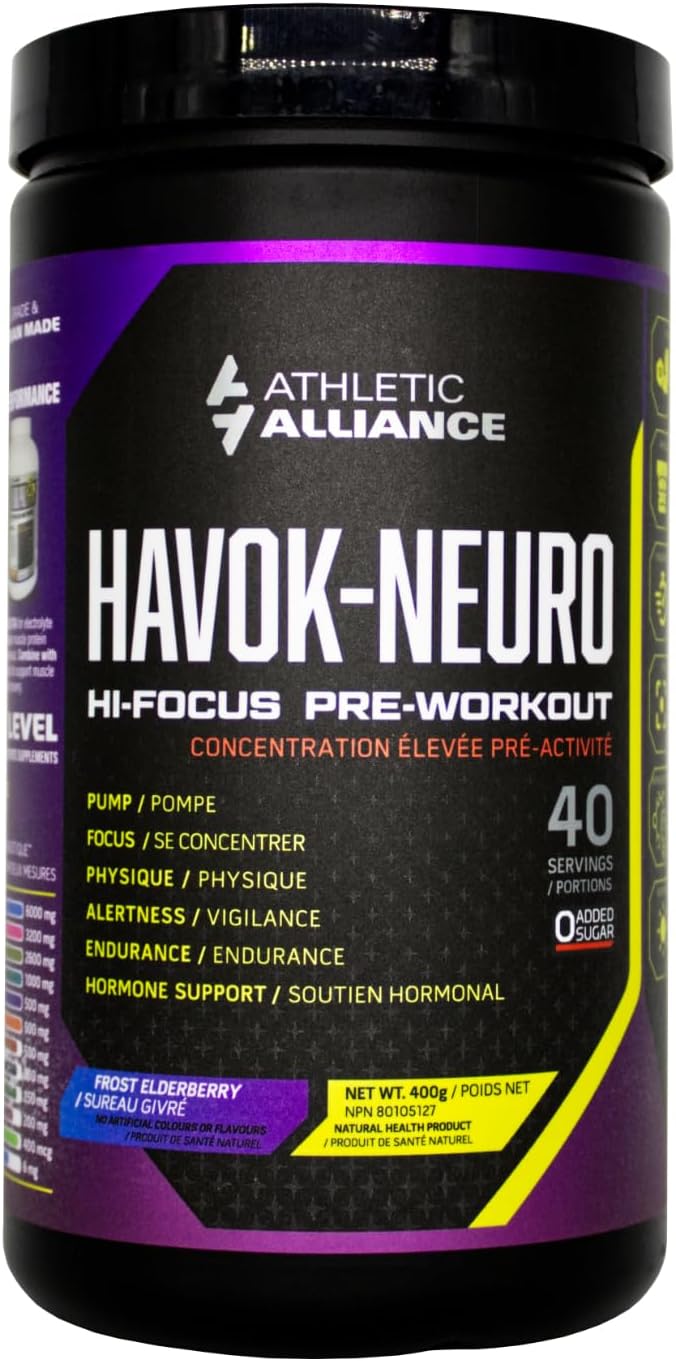 Athletic Alliance Havok Neuro Pre-Workout – Nootropic Powder for Focus, Endurance & Cognition – Sugar-Free (Peach Lemonade & Frost Berry, 40 Servings) Athletic Alliance
