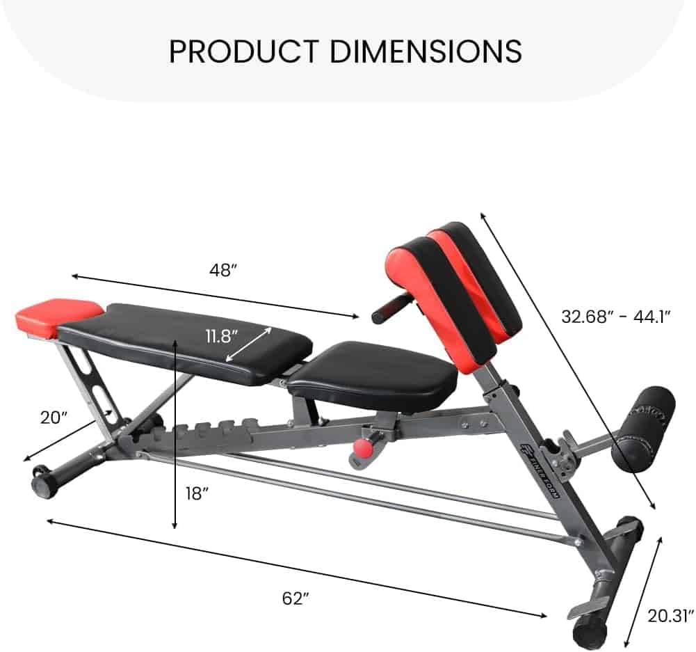 Finer Form Multi-Functional FID Weight Bench – Adjustable Flat, Incline & Decline Bench with Hyper Back Extension & Roman Chair for Full-Body Workouts FF Finer Form