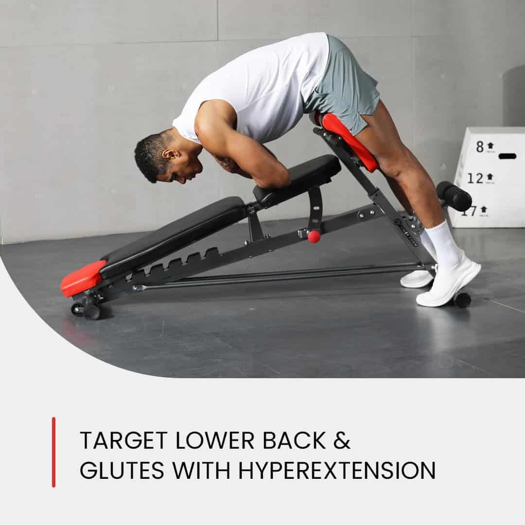 Finer Form Multi-Functional FID Weight Bench – Adjustable Flat, Incline & Decline Bench with Hyper Back Extension & Roman Chair for Full-Body Workouts FF Finer Form