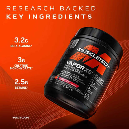 MuscleTech Vapor X5 Pre-Workout Supplement – Intense Energy & Muscle Pump Powder, Orange Mango Pineapple (30 Servings) MUSCLETECH