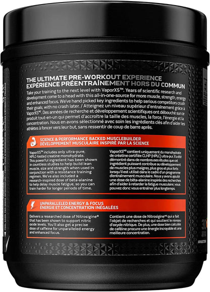 MuscleTech Vapor X5 Pre-Workout Supplement – Intense Energy & Muscle Pump Powder, Orange Mango Pineapple (30 Servings) MUSCLETECH