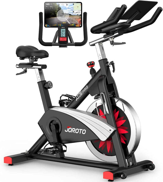 Joroto exercise bike with tablet mount on a white background