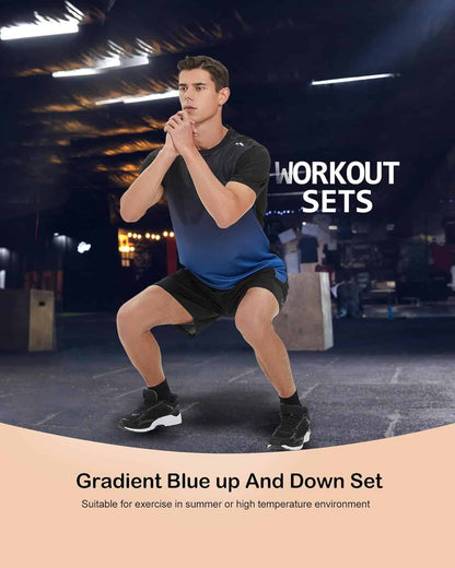 Man in athletic wear performing a squat exercise in a gym setting with 'Workout Sets' text overlay.