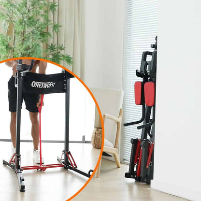 ONETWOFIT Power Tower Pull Up Bar Station – Heavy Duty 400 lbs, Adjustable Height, Foldable Dip Station for Home Gym, Multi-Function Strength Training Equipment ONETWOFIT
