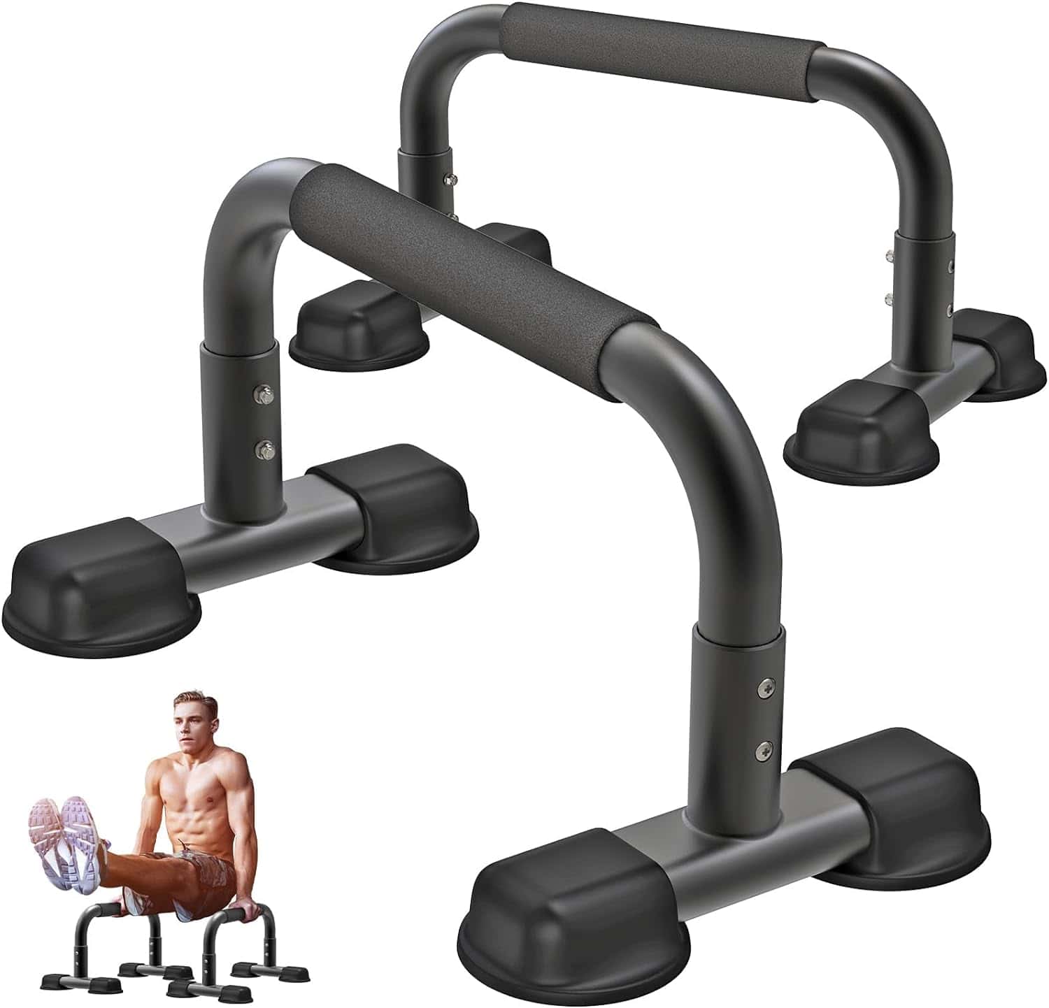 Dolibest Parallettes Push Up Bars – 9.6" High Heavy-Duty Calisthenics Equipment with Full Foam Grip | 660 lb Capacity for Handstands, L-Sits, Dips, Home & Outdoor Workouts Dolibest