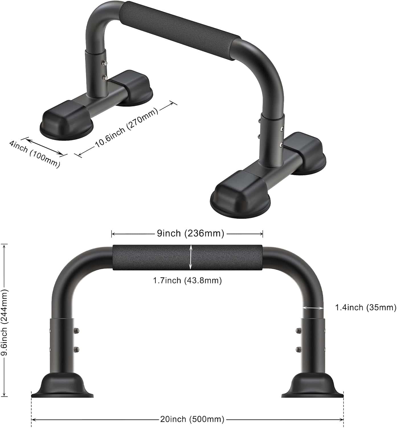 Dolibest Parallettes Push Up Bars – 9.6" High Heavy-Duty Calisthenics Equipment with Full Foam Grip | 660 lb Capacity for Handstands, L-Sits, Dips, Home & Outdoor Workouts Dolibest