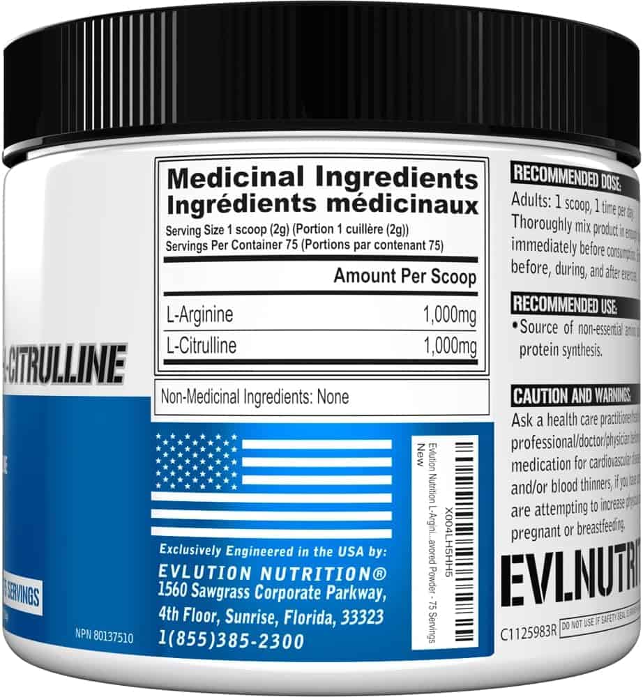 Evlution Nutrition L-Arginine + L-Citrulline (75 Servings) Evlution Nutrition