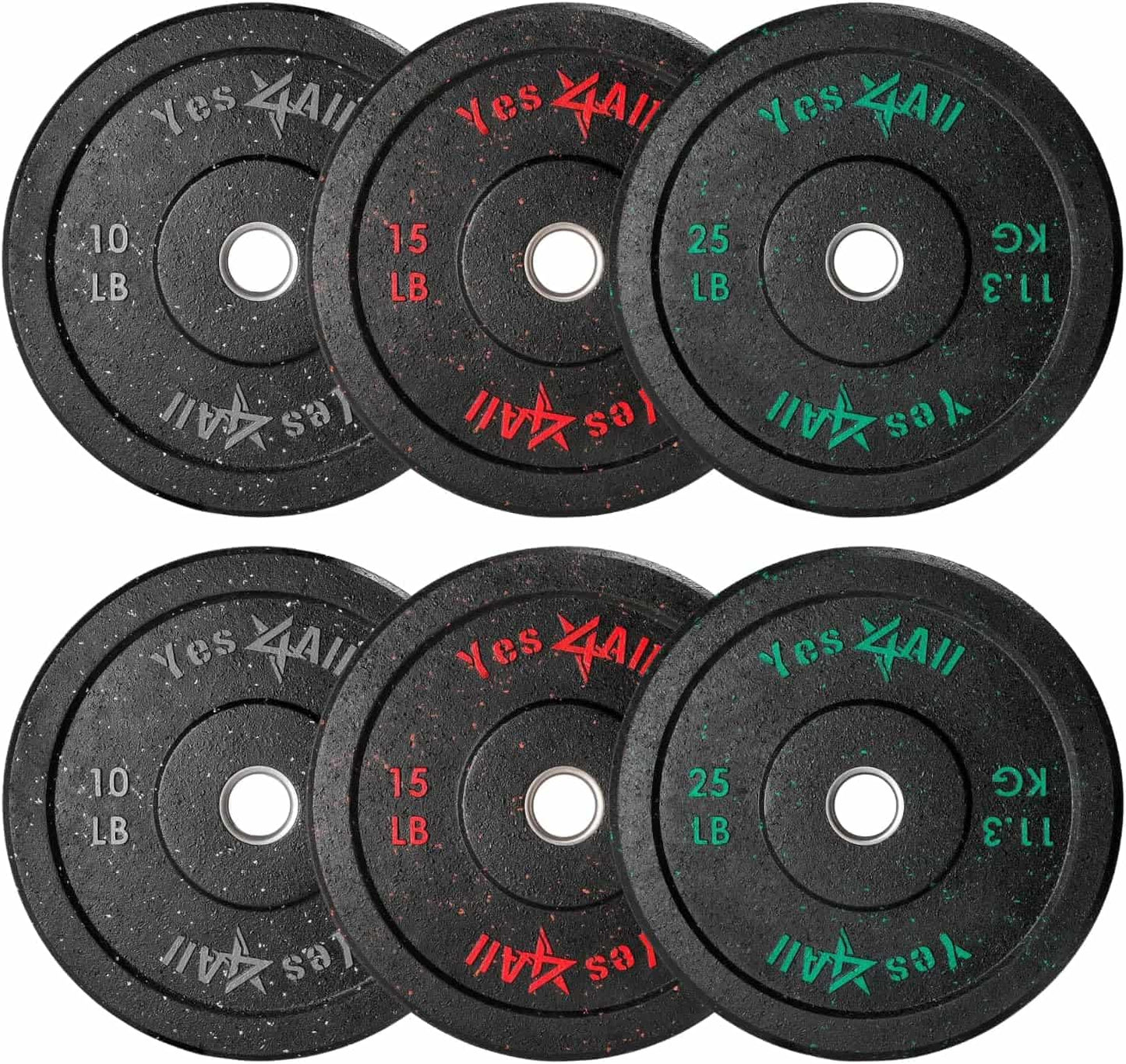 Yes4All 2-Inch Olympic Bumper Plate Set – 100LB Crumb Rubber Weight Plates with Steel Hub for Strength Training & Weightlifting Yes4All
