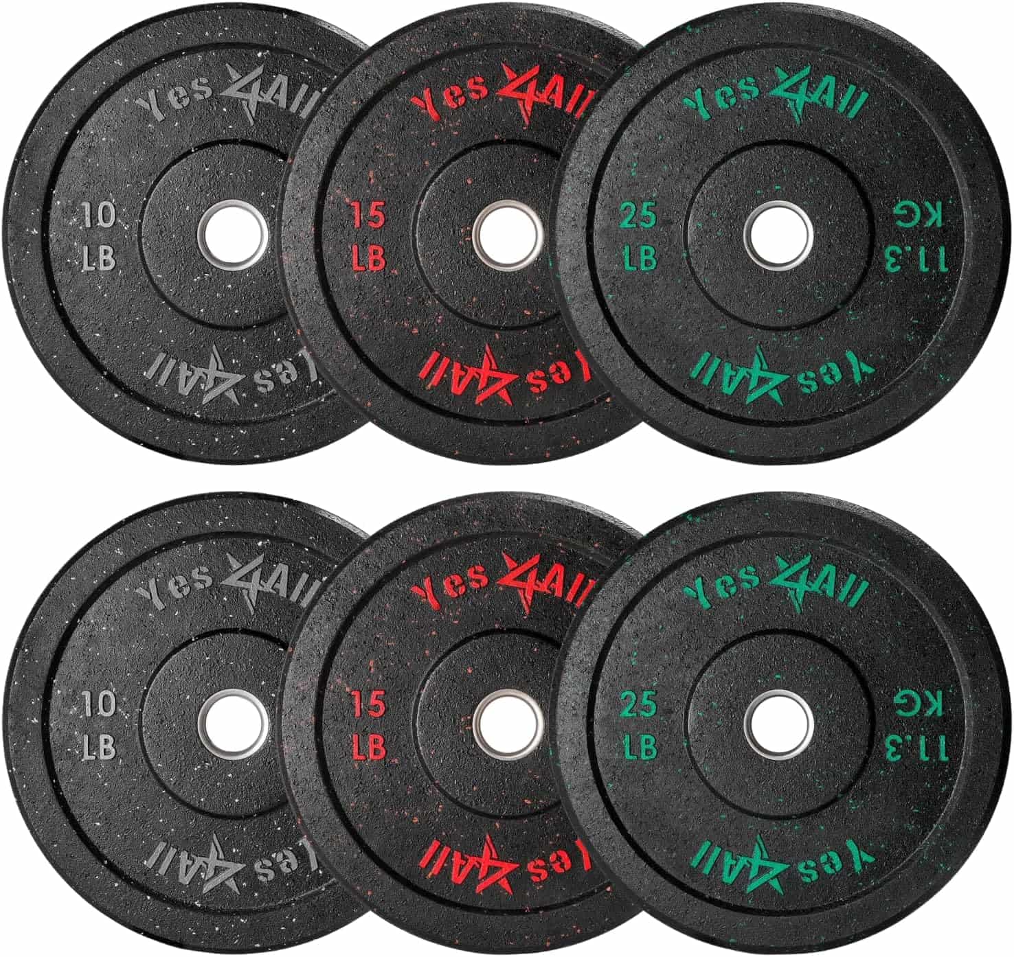 Yes4All 2-Inch Olympic Bumper Plate Set – 100LB Crumb Rubber Weight Plates with Steel Hub for Strength Training & Weightlifting Yes4All