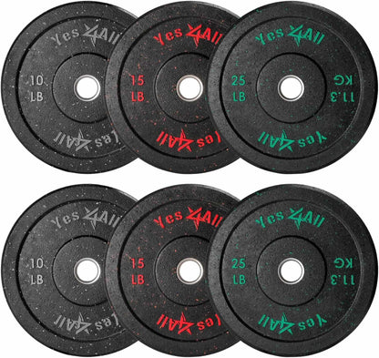 Yes4All 2-Inch Olympic Bumper Plate Set – 100LB Crumb Rubber Weight Plates with Steel Hub for Strength Training & Weightlifting Yes4All
