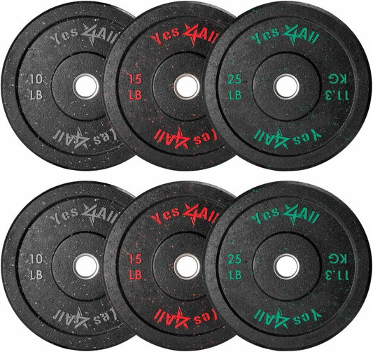 Yes4All 2-Inch Olympic Bumper Plate Set – 100LB Crumb Rubber Weight Plates with Steel Hub for Strength Training & Weightlifting Yes4All