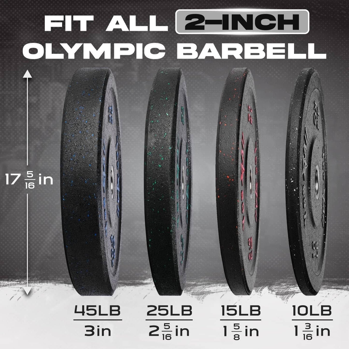 Yes4All 2-Inch Olympic Bumper Plate Set – 100LB Crumb Rubber Weight Plates with Steel Hub for Strength Training & Weightlifting Yes4All
