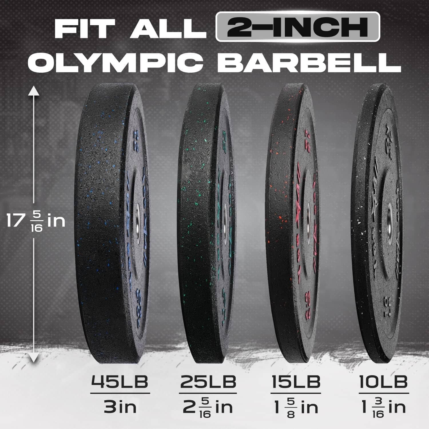 Yes4All 2-Inch Olympic Bumper Plate Set – 100LB Crumb Rubber Weight Plates with Steel Hub for Strength Training & Weightlifting Yes4All