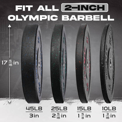 Yes4All 2-Inch Olympic Bumper Plate Set – 100LB Crumb Rubber Weight Plates with Steel Hub for Strength Training & Weightlifting Yes4All