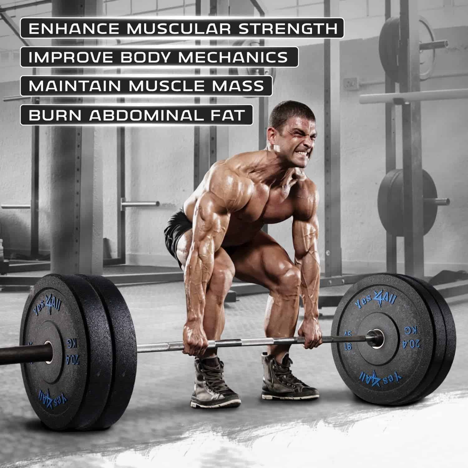 Yes4All 2-Inch Olympic Bumper Plate Set – 100LB Crumb Rubber Weight Plates with Steel Hub for Strength Training & Weightlifting Yes4All