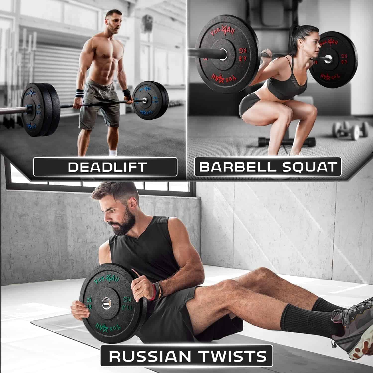 Yes4All 2-Inch Olympic Bumper Plate Set – 100LB Crumb Rubber Weight Plates with Steel Hub for Strength Training & Weightlifting Yes4All