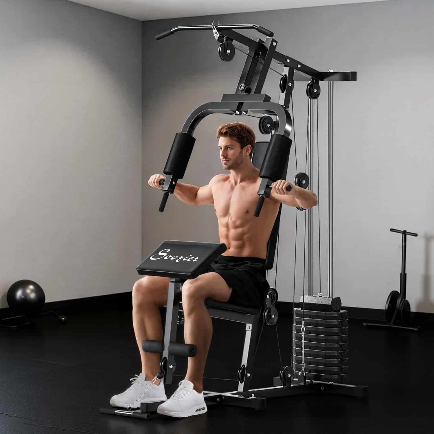 Home Gym Equipment – Multifunctional Strength Training Machine with 143 lbs Weight Stack, Full Body Workout Station for Chest, Arms, Back & Legs FitCore Supply