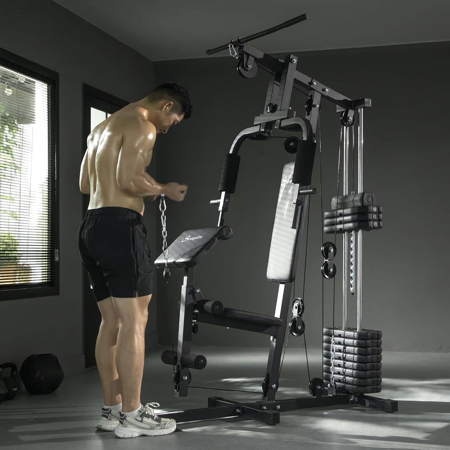 Home Gym Equipment – Multifunctional Strength Training Machine with 143 lbs Weight Stack, Full Body Workout Station for Chest, Arms, Back & Legs FitCore Supply
