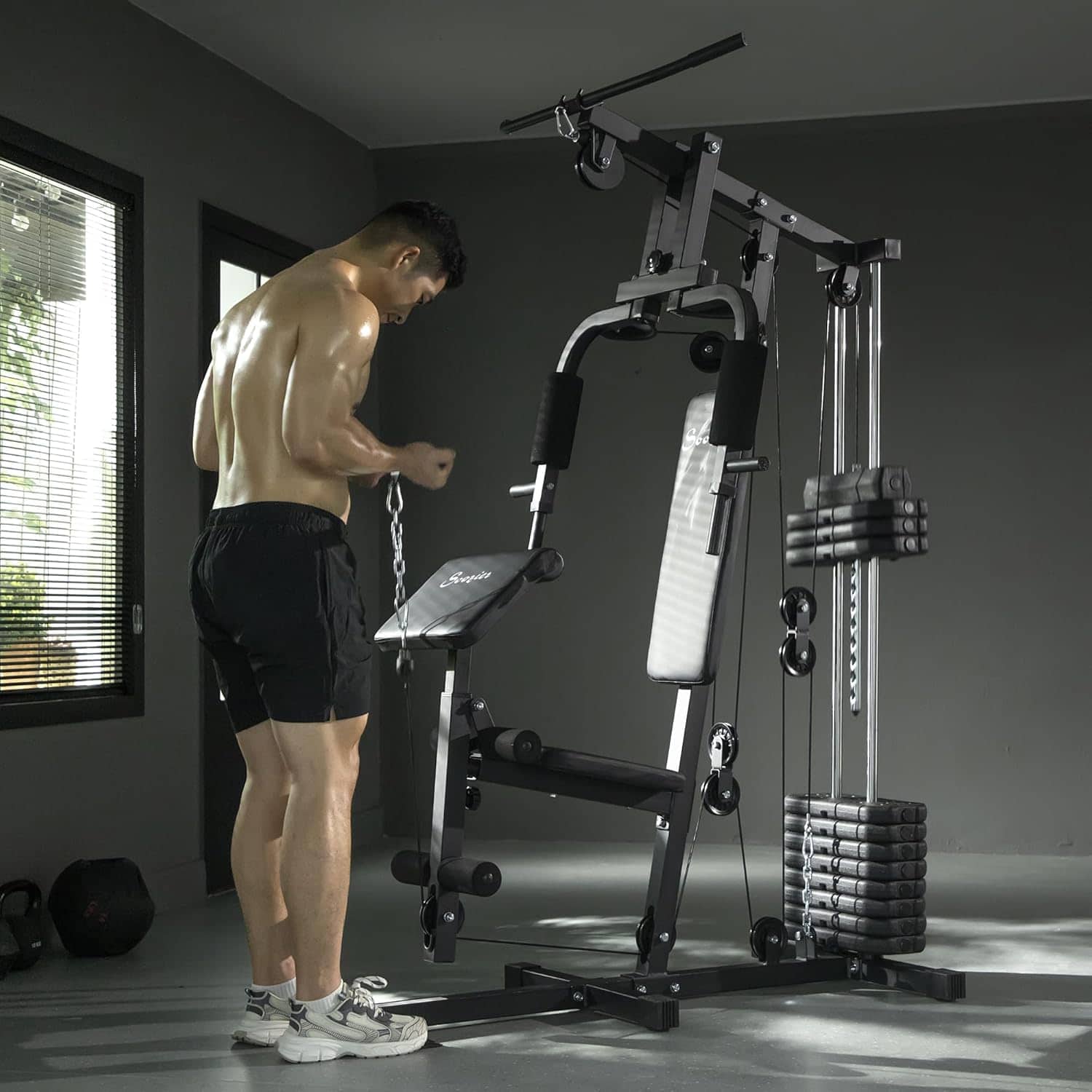 Home Gym Equipment – Multifunctional Strength Training Machine with 143 lbs Weight Stack, Full Body Workout Station for Chest, Arms, Back & Legs FitCore Supply
