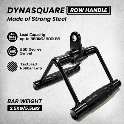 Dynasquare row handle with specifications on a gray background