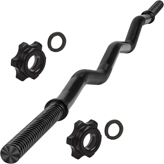 AZOI 47" EZ Curl Bar – 1-Inch Weightlifting Bar with Star Collars | Ergonomic Curling Bar for Biceps, Triceps, Squats, Hip Thrusts, Lunges | 220 lbs Capacity, Nickel-Plated Steel FitCore Supply