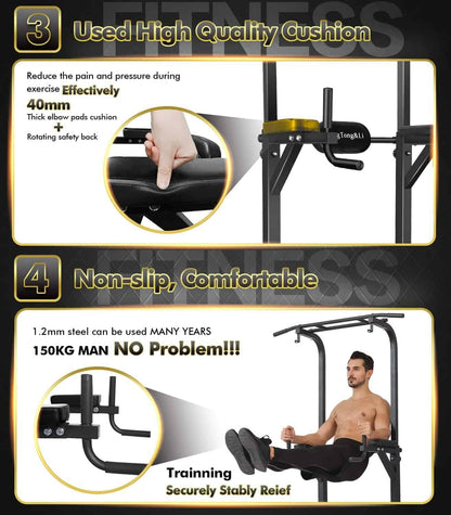 Power Tower Pull Up Bar for Home Gym – Multi-Function Dip Station, Adjustable Height Pull-Up Bar, Full Body Workout Station, 330 lbs Capacity FitCore Supply