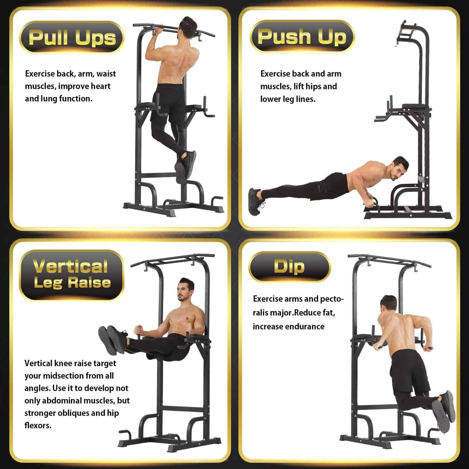 Power Tower Pull Up Bar for Home Gym – Multi-Function Dip Station, Adjustable Height Pull-Up Bar, Full Body Workout Station, 330 lbs Capacity FitCore Supply