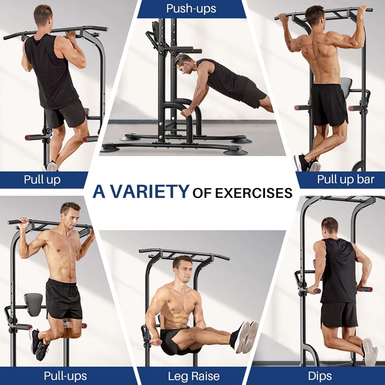 Power Tower Pull Up Bar for Home Gym – Multi-Function Dip Station, Adjustable Height Pull-Up Bar, Full Body Workout Station, 330 lbs Capacity FitCore Supply