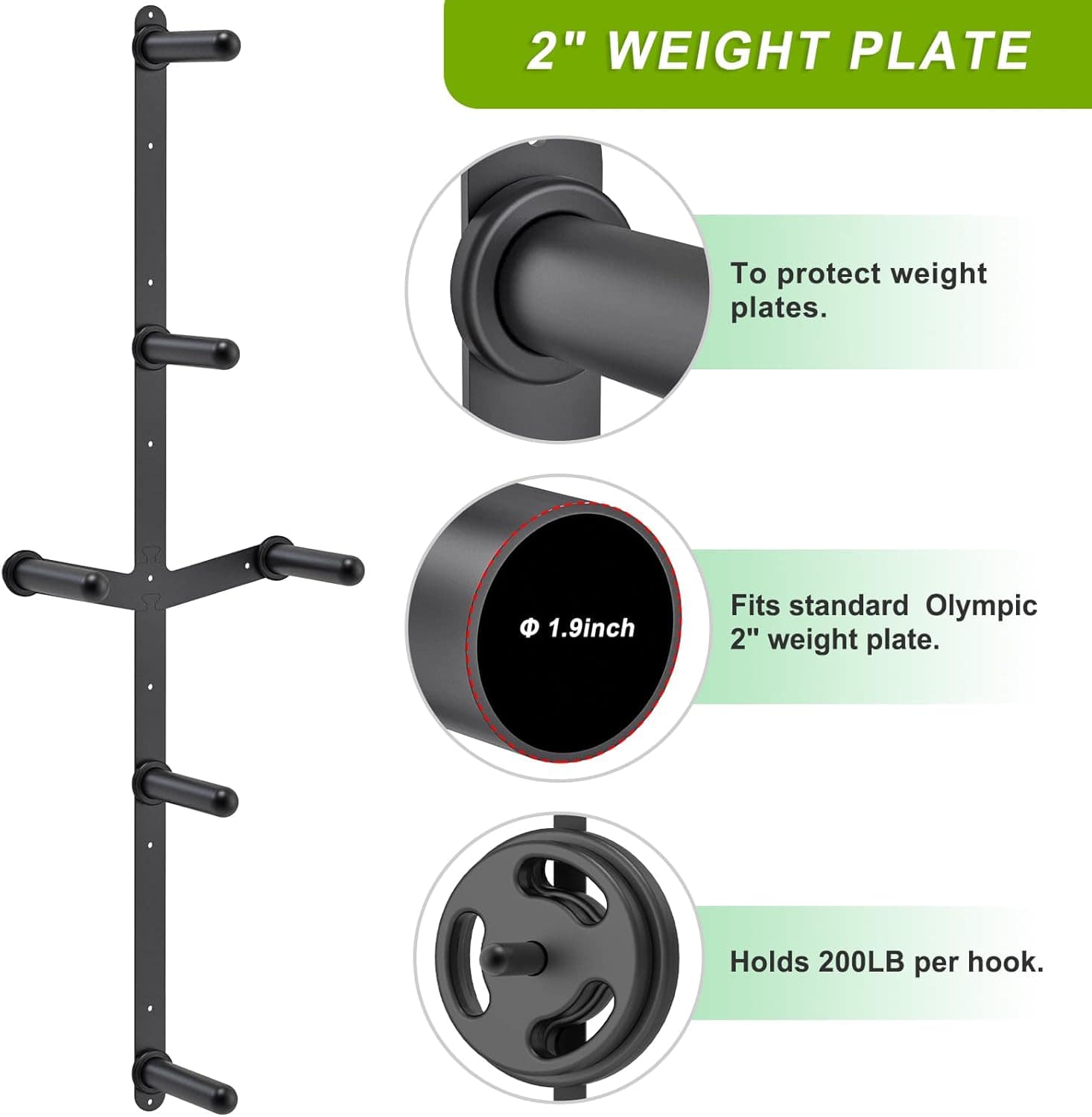 Wall Mounted Gym Organizer Set – Weight Plate Storage Rack, Barbell Holder & T-Bar Landmine Attachment – 1000 lb Capacity Heavy-Duty Steel Kipika
