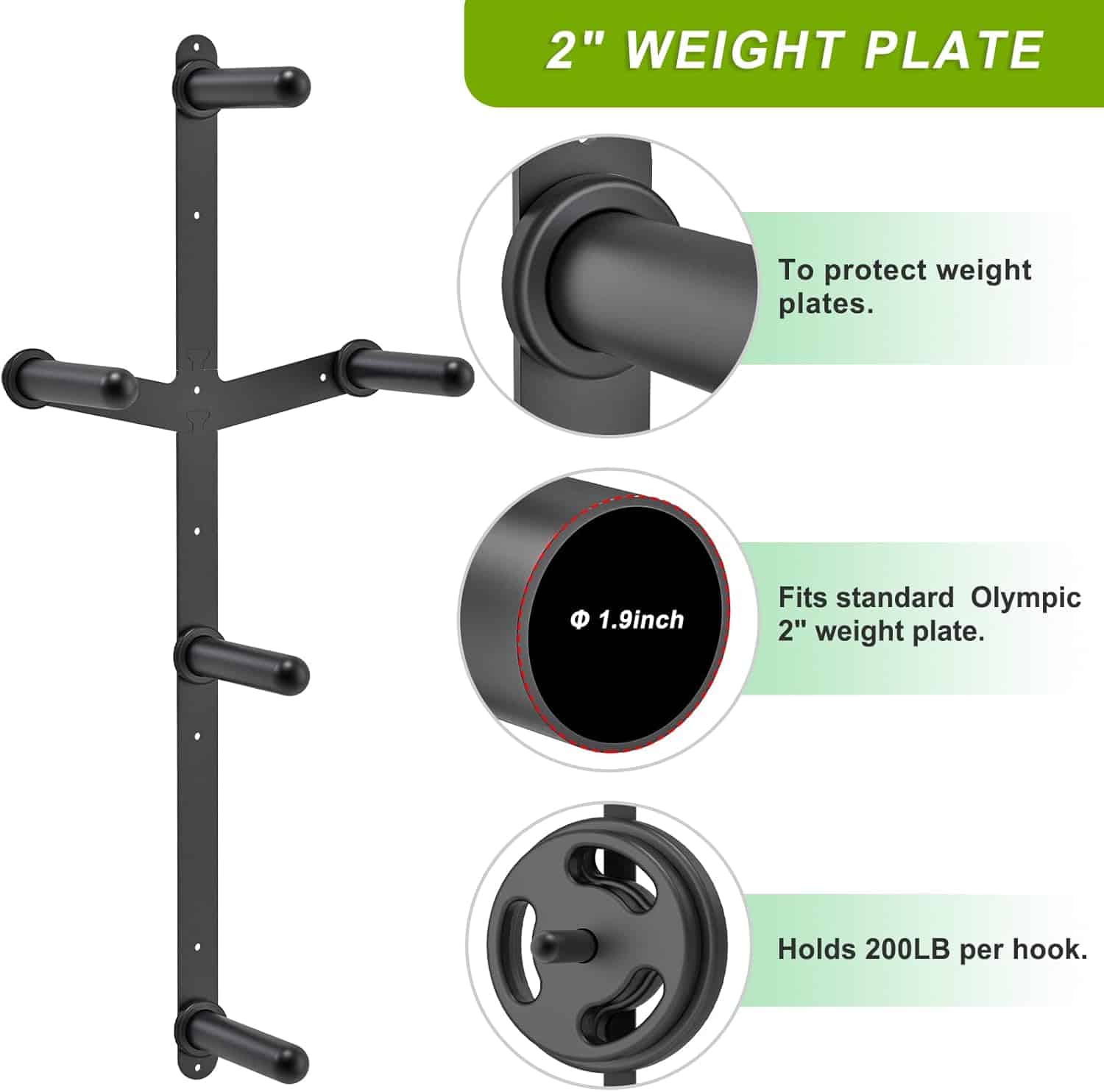 Wall Mounted Gym Organizer Set – Weight Plate Storage Rack, Barbell Holder & T-Bar Landmine Attachment – 1000 lb Capacity Heavy-Duty Steel Kipika