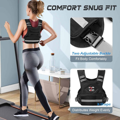 VBSD Adjustable Weighted Vest for Men & Women – 4–32lb with Iron Sand Bags, Reflective Strips & Neoprene Design for Running, Walking & Strength Training VBSD